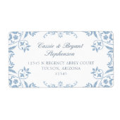 Elegante blauw-witte Chinoiserie Border Wedding Etiket (Voorkant)