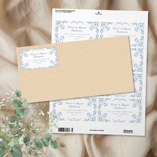 Elegante blauw-witte Chinoiserie Border Wedding Etiket