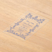 Elegante blauw-witte chinoiserie bruiloft acryl uitnodigingen (Laagn)