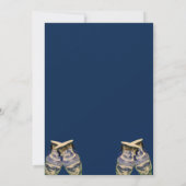 Elegante blauw-witte chinoiserie stijl bruiloft kaart (Achterkant)