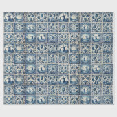 Elegante blauw-witte Delftse Tegels Cadeaupapier (Vlak)