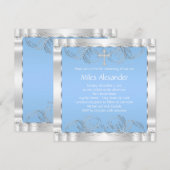 Elegante blauw-witte doop kaart (Voorkant / Achterkant)