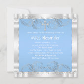 Elegante blauw-witte doop kaart (Voorkant)