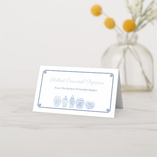 Elegante blauw-witte goodie bag Labels of toppers Plaatskaartje (Voorkant)