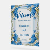 Elegante blauw-witte Hydrangea bloem bruiloft Acryl Bord (Hoek)