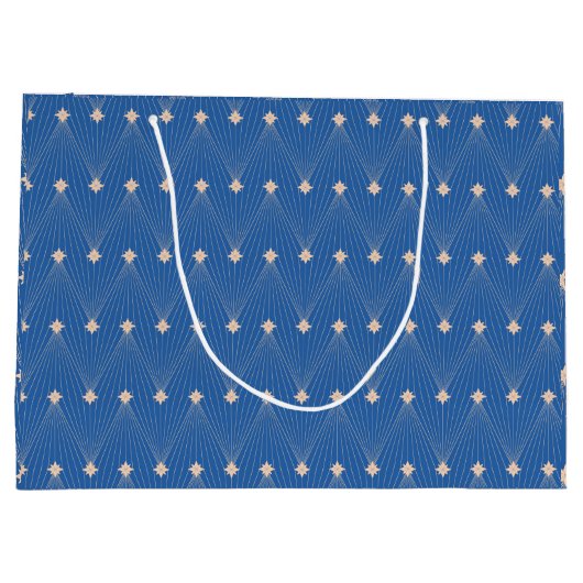 Elegante blauw-witte kerstboom groot cadeauzakje (Achterkant)