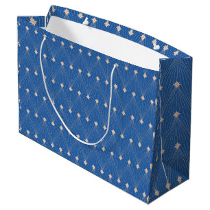 Elegante blauw-witte kerstboom groot cadeauzakje
