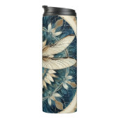 Elegante blauw-witte libel mandala thermosbeker (Geroteerd rechts)