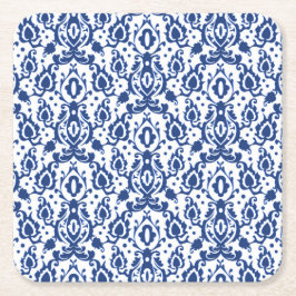 Elegante blauw-witte Marokkaanse stijl Damask Kartonnen Onderzetters