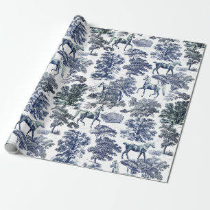 Elegante  Blauw Witte Paarden in Bossen Toile Cadeaupapier
