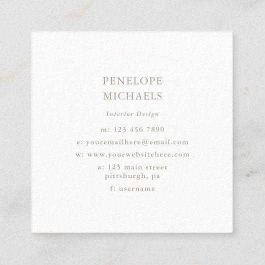 Elegante blauw-witte Stippen en streepjes Vierkante Visitekaartje (Achterkant)