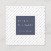 Elegante blauw-witte Stippen en streepjes Vierkante Visitekaartje (Voorkant)