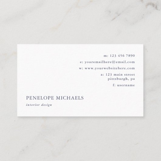 Elegante blauw-witte Stippen en streepjes Visitekaartje (Achterkant)