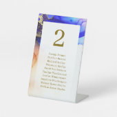 Elegante Blauw Witte Trouwtafel Zitplaatsen Reclamebord Met Voetstuk (Voorkant)