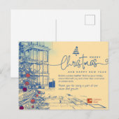 Elegante blauwdruk voor Kerstmis en architectuur Feestdagenkaart (Voorkant / Achterkant)