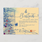 Elegante blauwdruk voor Kerstmis en architectuur Feestdagenkaart (Voorkant)