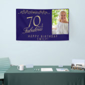 Elegante blauwe 70 en fantastische verjaardagsfoto spandoek (Beurs)