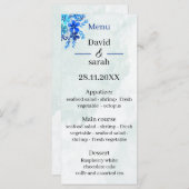 Elegante blauwe aangepaste bruiloft menu (Voorkant / Achterkant)