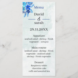 Elegante blauwe aangepaste bruiloft menu