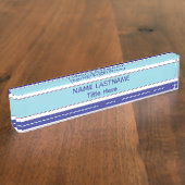Elegante blauwe aangepaste naam naambordje (Zijkant)