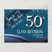 Elegante blauwe aankondigingspost voor 50-jarig kl aankondigingskaart (Voorkant)