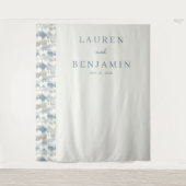 Elegante Blauwe Abstracte Bergen Wandkleed (Voorkant)