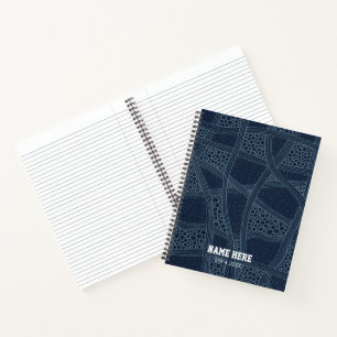Elegante Blauwe Abstracte Gepersonaliseerde Spiraa Notitieboek
