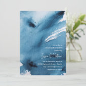 Elegante Blauwe Abstracte Waterverf Engagement Par Kaart (Staand voorkant)