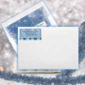 Elegante Blauwe Adreslabel voor Kerstmis Etiket