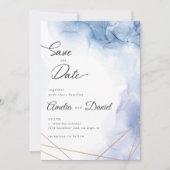 Elegante Blauwe Agaat Huwelijk Save the Date Kaart (Voorkant)