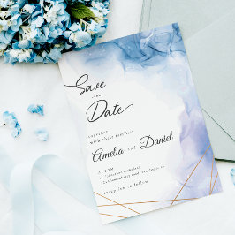 Elegante Blauwe Agaat trouw Save the Date Kaart