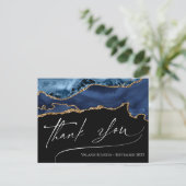 Elegante Blauwe Agate Dank U Postkaart (Staand voorkant)
