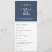 Elegante blauwe ampers en namen trouwprogramma kaa programmakaart (Voorkant)