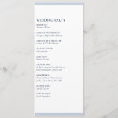 Elegante blauwe ampers en namen trouwprogramma kaa programmakaart (Achterkant)