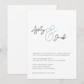 Elegante blauwe Ampersand bruiloft uitnodiging (Voorkant / Achterkant)