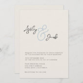 Elegante blauwe Ampersand bruiloft uitnodiging (Voorkant / Achterkant)