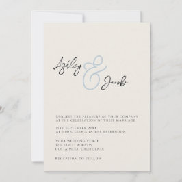Elegante Blauwe Ampersand Trouwuitnodiging Kaart