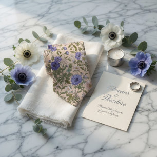 Elegante Blauwe Anemoon Bloemen Stropdas