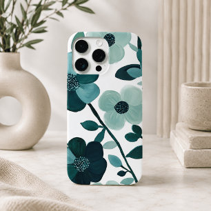 Elegante Blauwe Aqua Bloemige Botanische Hoes voor