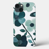 Elegante blauwe Aqua Floral Botanische Telefoonhoe Case-Mate iPhone Case (Achterkant)