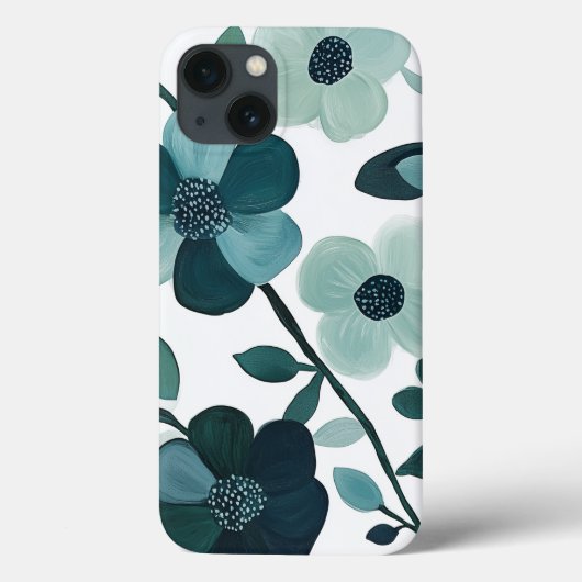 Elegante blauwe Aqua Floral Botanische Telefoonhoe Case-Mate iPhone Case (Achterkant)