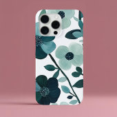 Elegante blauwe Aqua Floral Botanische Telefoonhoe Case-Mate iPhone Case