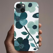 Elegante blauwe Aqua Floral Botanische Telefoonhoe Case-Mate iPhone Case