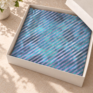Elegante Blauwe Aqua Gestreepte Kerstvakantie Tissuepapier