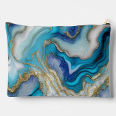 Elegante blauwe aqua marmer kunst faux glitter etui (Achterkant)