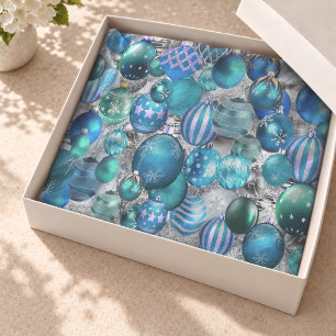 Elegante Blauwe Aqua Moderne Kerstversiering Tissuepapier