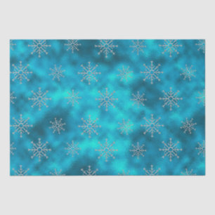 Elegante Blauwe Aqua Winter Sneeuwvlokken Kerstmis Tissuepapier