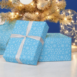 Elegante Blauwe Aqua Witte Winter Sneeuwvlok Cadeaupapier