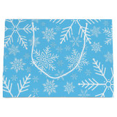 Elegante Blauwe Aqua Witte Winter Sneeuwvlok Groot Cadeauzakje (Voorkant)