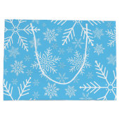 Elegante Blauwe Aqua Witte Winter Sneeuwvlok Groot Cadeauzakje (Achterkant)